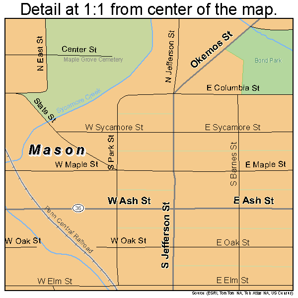 Mason, Michigan road map detail