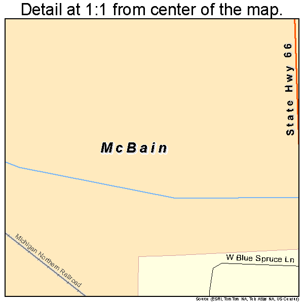 McBain, Michigan road map detail