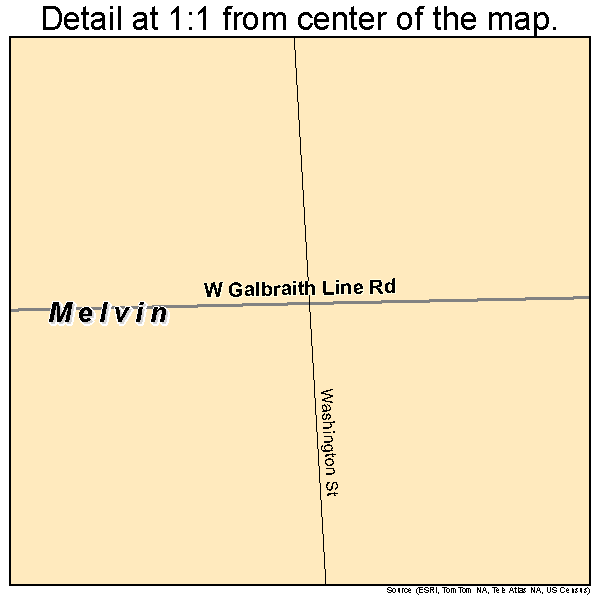 Melvin, Michigan road map detail