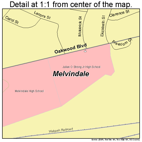 Melvindale, Michigan road map detail