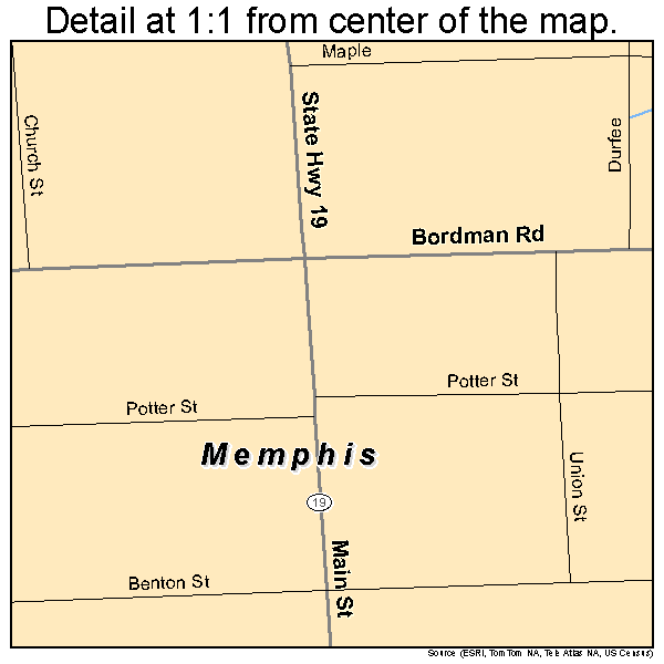 Memphis, Michigan road map detail