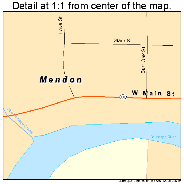 Mendon, Michigan road map detail