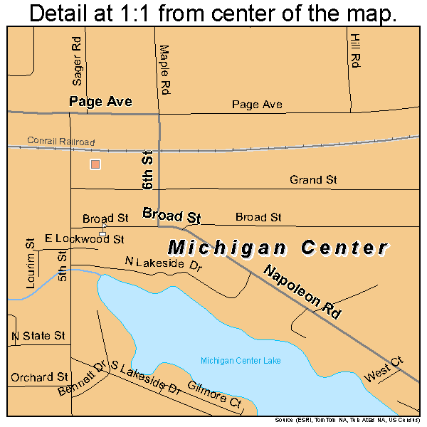 Michigan Center, Michigan road map detail