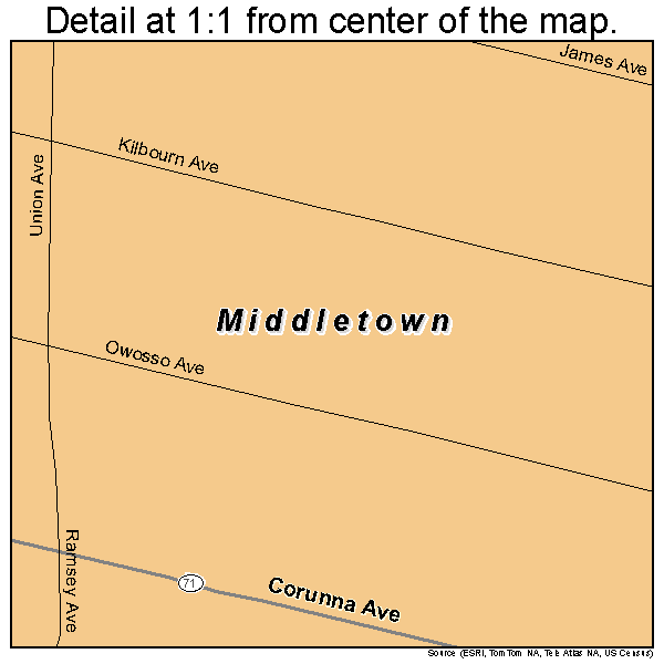 Middletown, Michigan road map detail