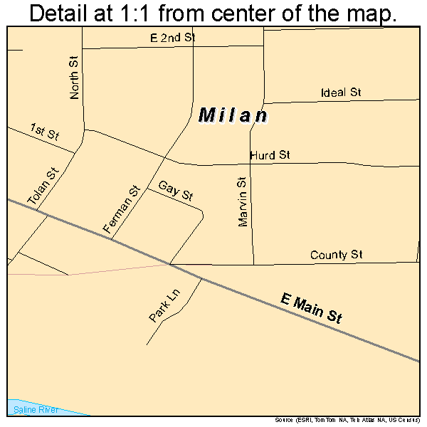 Milan, Michigan road map detail