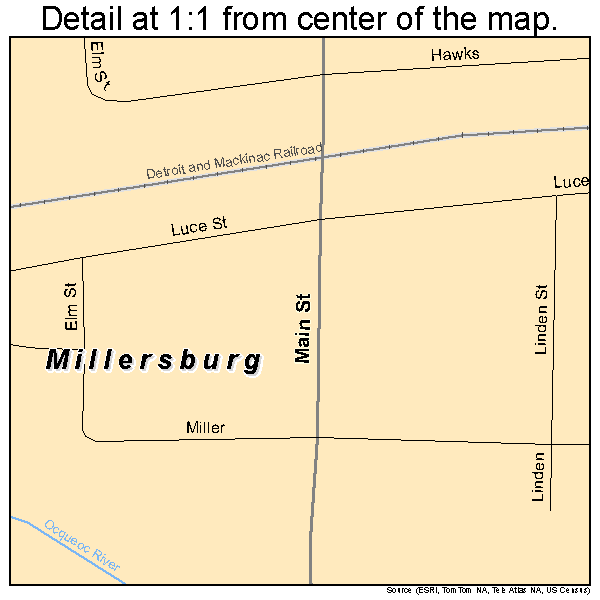 Millersburg, Michigan road map detail