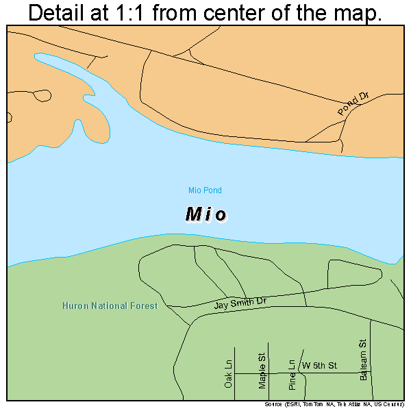 Mio, Michigan road map detail