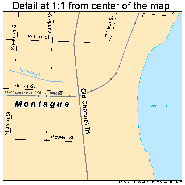 Montague, Michigan road map detail