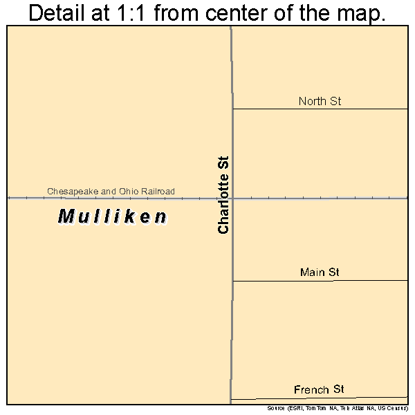 Mulliken, Michigan road map detail