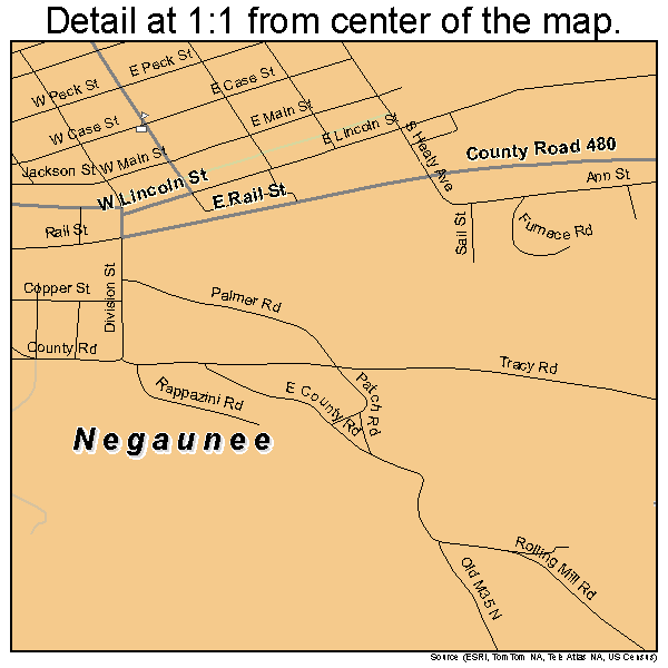 Negaunee, Michigan road map detail