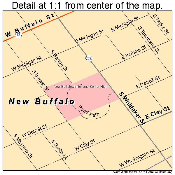 New Buffalo, Michigan road map detail
