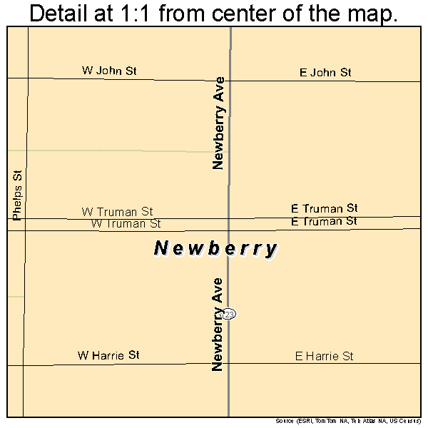 Newberry, Michigan road map detail