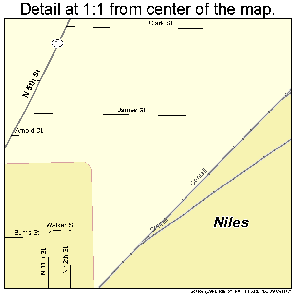 Niles, Michigan road map detail