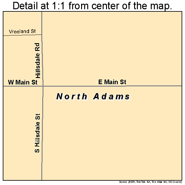 North Adams, Michigan road map detail