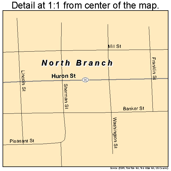 North Branch, Michigan road map detail