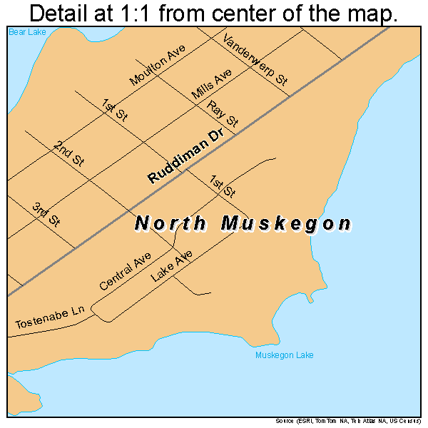 North Muskegon, Michigan road map detail