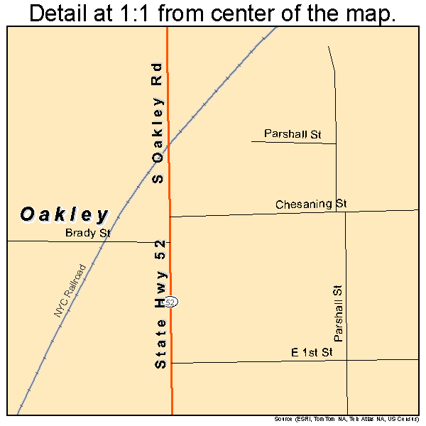 Oakley, Michigan road map detail