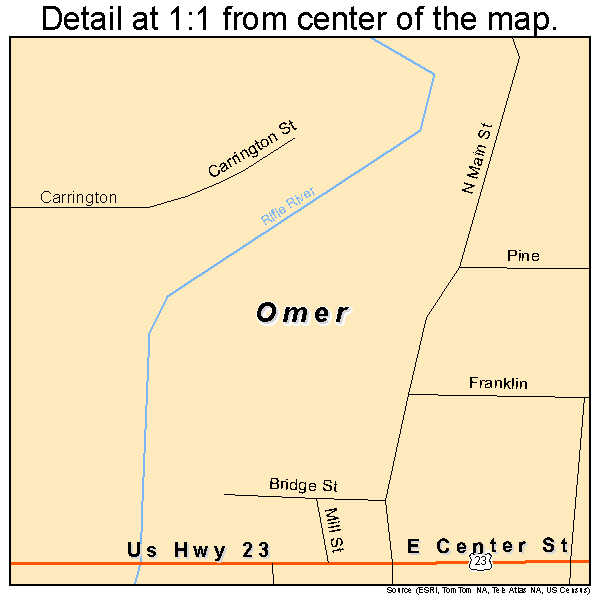 Omer, Michigan road map detail