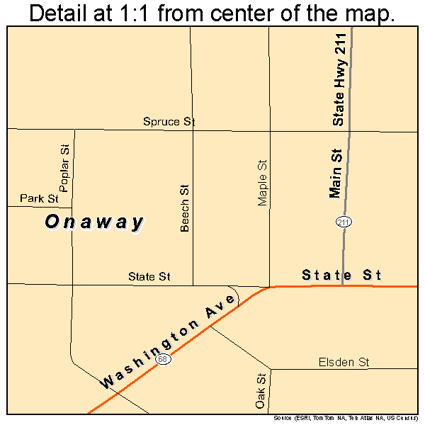 Onaway, Michigan road map detail