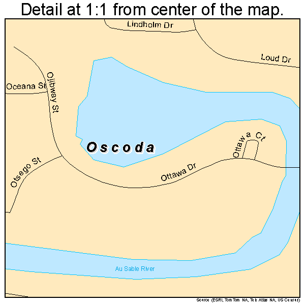 Oscoda, Michigan road map detail