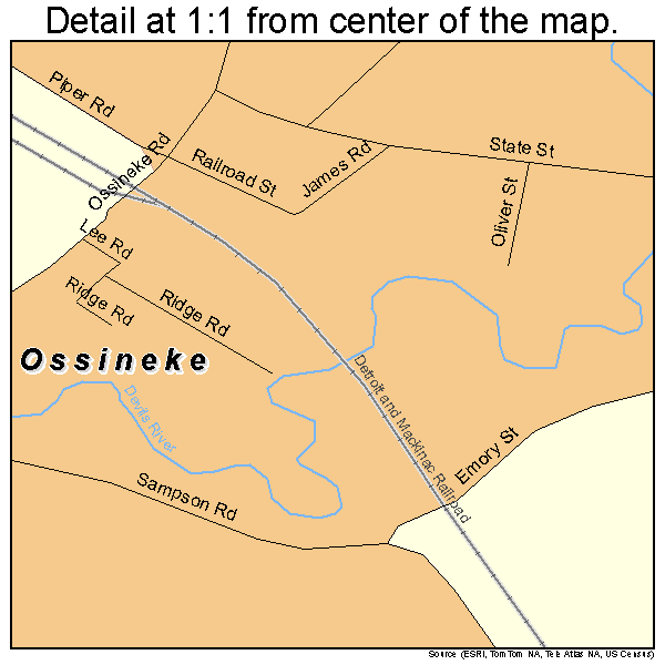 Ossineke, Michigan road map detail