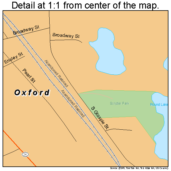 Oxford, Michigan road map detail