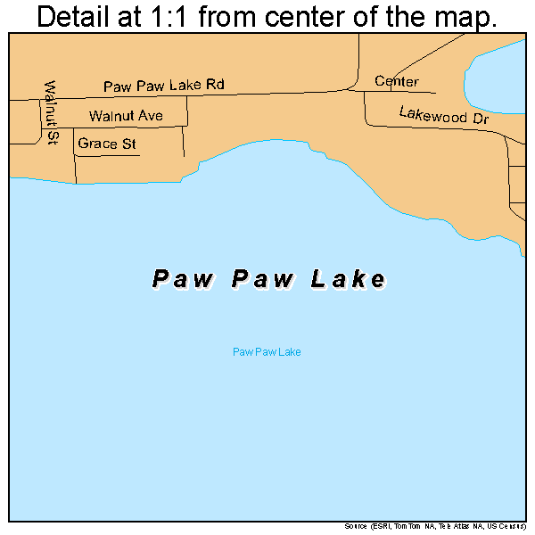 Paw Paw Lake, Michigan road map detail