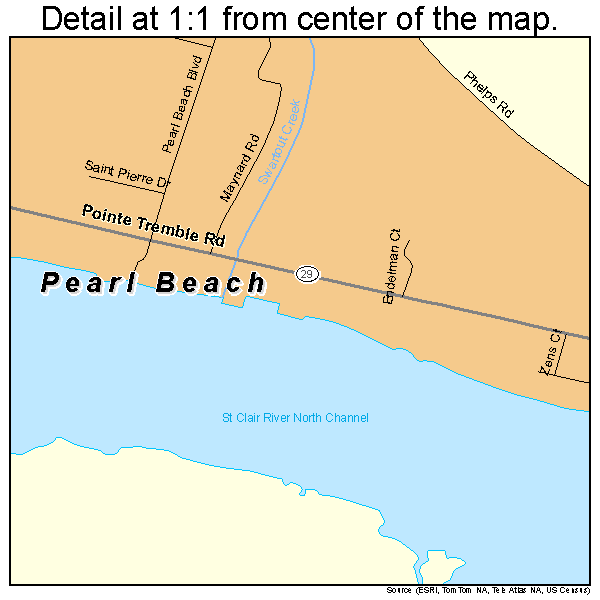 Pearl Beach, Michigan road map detail
