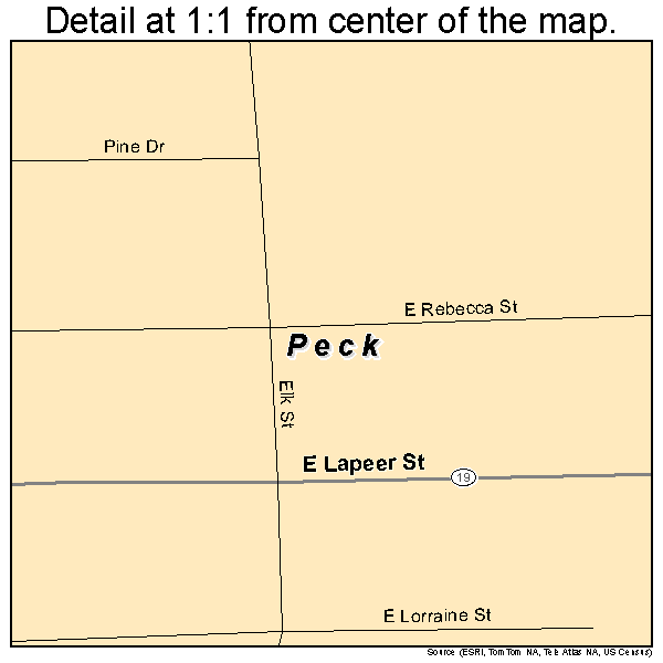 Peck, Michigan road map detail