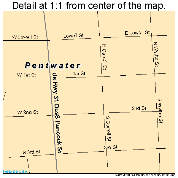 Pentwater, Michigan road map detail