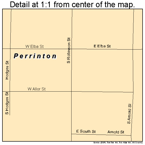 Perrinton, Michigan road map detail