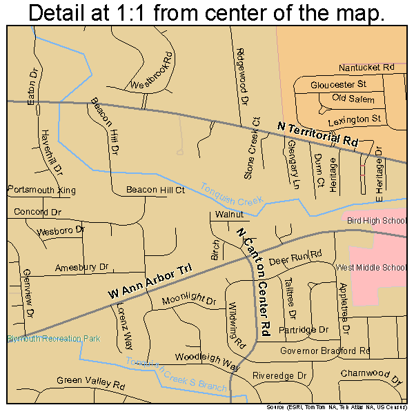 Plymouth Township, Michigan road map detail