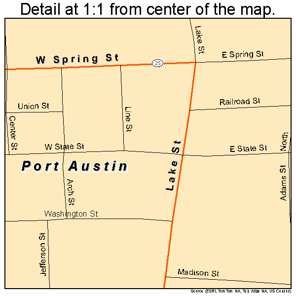 Port Austin, Michigan road map detail