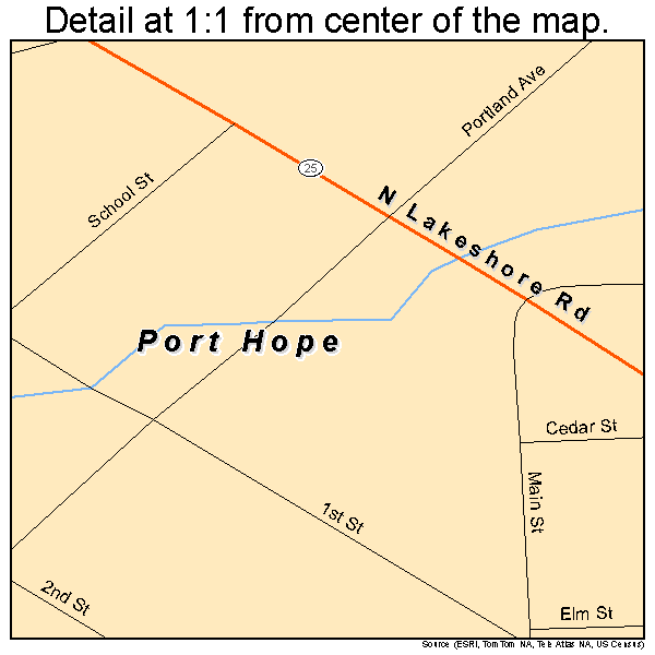 Port Hope, Michigan road map detail