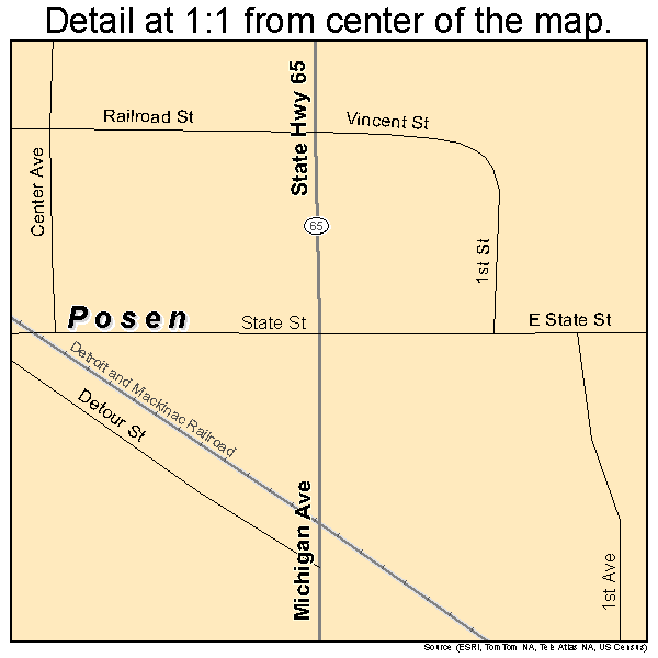 Posen, Michigan road map detail