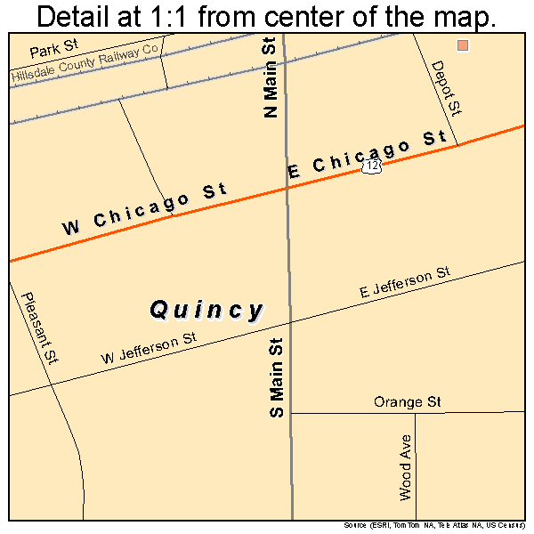Quincy, Michigan road map detail