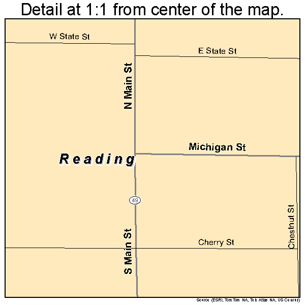 Reading, Michigan road map detail