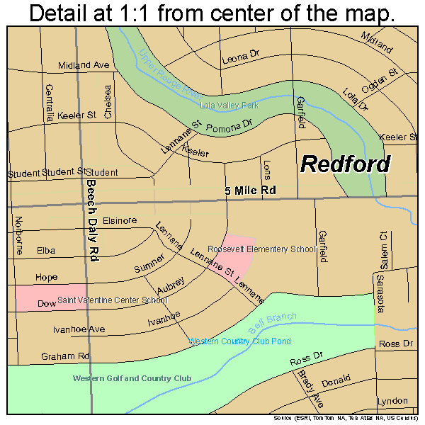 Redford, Michigan road map detail