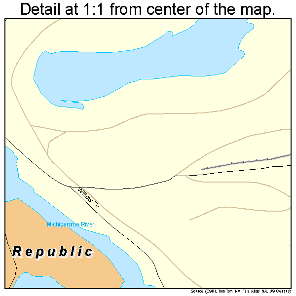 Republic, Michigan road map detail