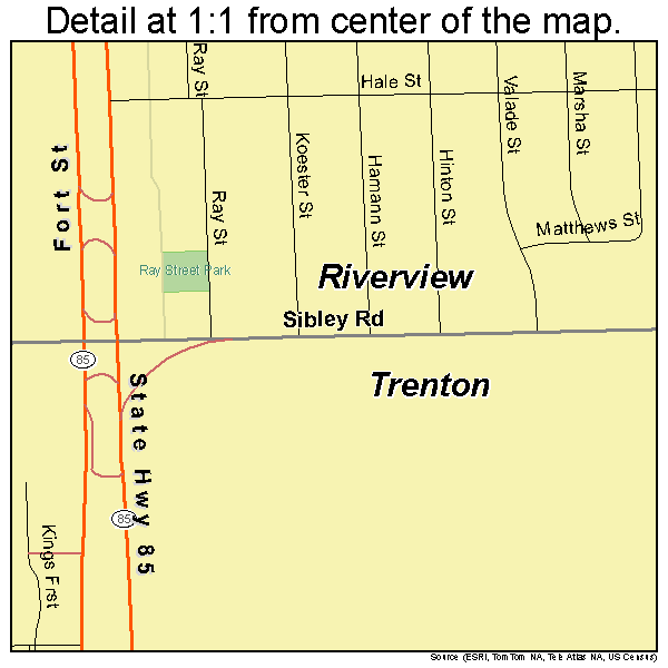 Riverview, Michigan road map detail