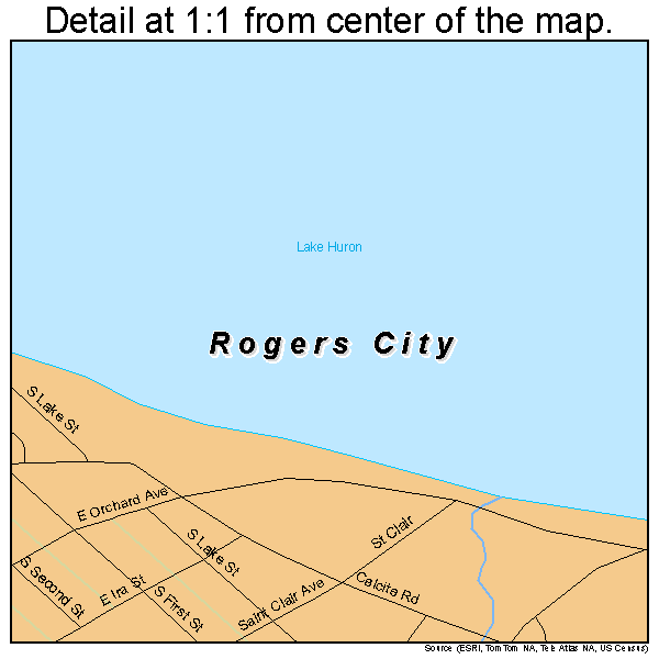 Rogers City, Michigan road map detail