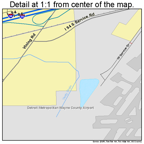 Romulus, Michigan road map detail