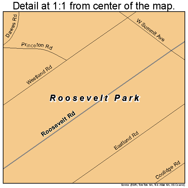 Roosevelt Park, Michigan road map detail