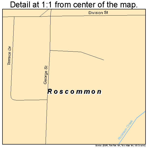 Roscommon, Michigan road map detail