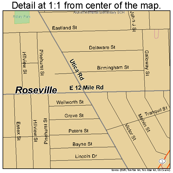 Roseville, Michigan road map detail