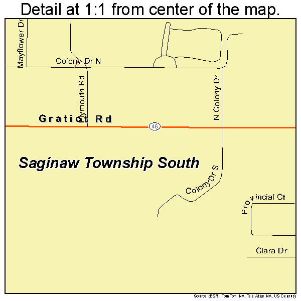 Saginaw Township South, Michigan road map detail