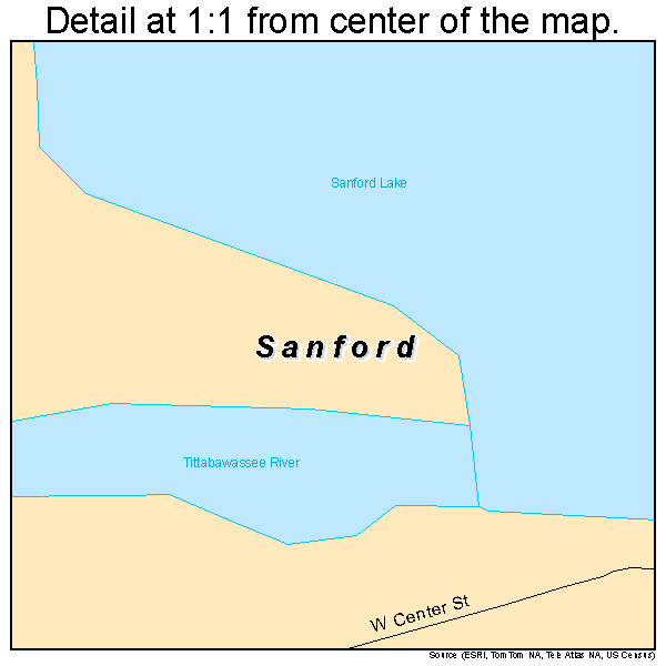 Sanford, Michigan road map detail