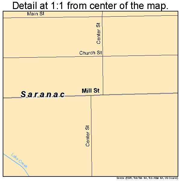Saranac, Michigan road map detail