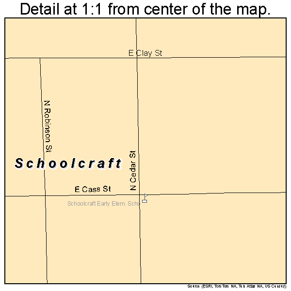 Schoolcraft, Michigan road map detail