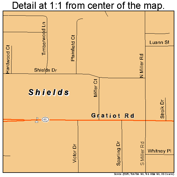 Shields, Michigan road map detail